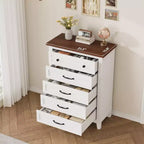 Acekool Commode Haute à 5 Tiroirs, Meuble de Rangement Vertical, Commode Moderne en Bois 41.3, pour Chambre à Coucher, Salon, Entrée