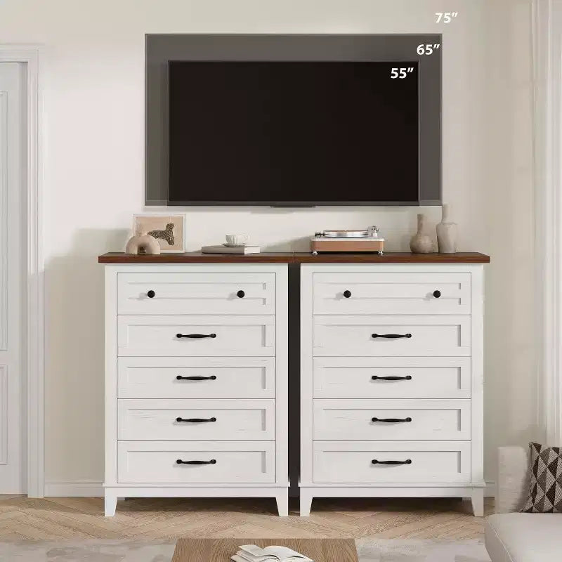 Acekool Commode Haute à 5 Tiroirs, Meuble de Rangement Vertical, Commode Moderne en Bois 41.3, pour Chambre à Coucher, Salon, Entrée