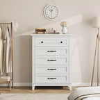 Acekool Commode Haute à 5 Tiroirs, Meuble de Rangement Vertical, Commode Moderne en Bois 41.3, pour Chambre à Coucher, Salon, Entrée
