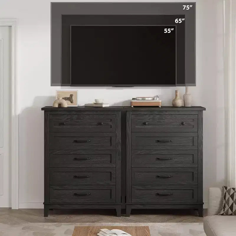 Acekool Commode Haute à 5 Tiroirs, Meuble de Rangement Vertical, Commode Moderne en Bois 41.3, pour Chambre à Coucher, Salon, Entrée