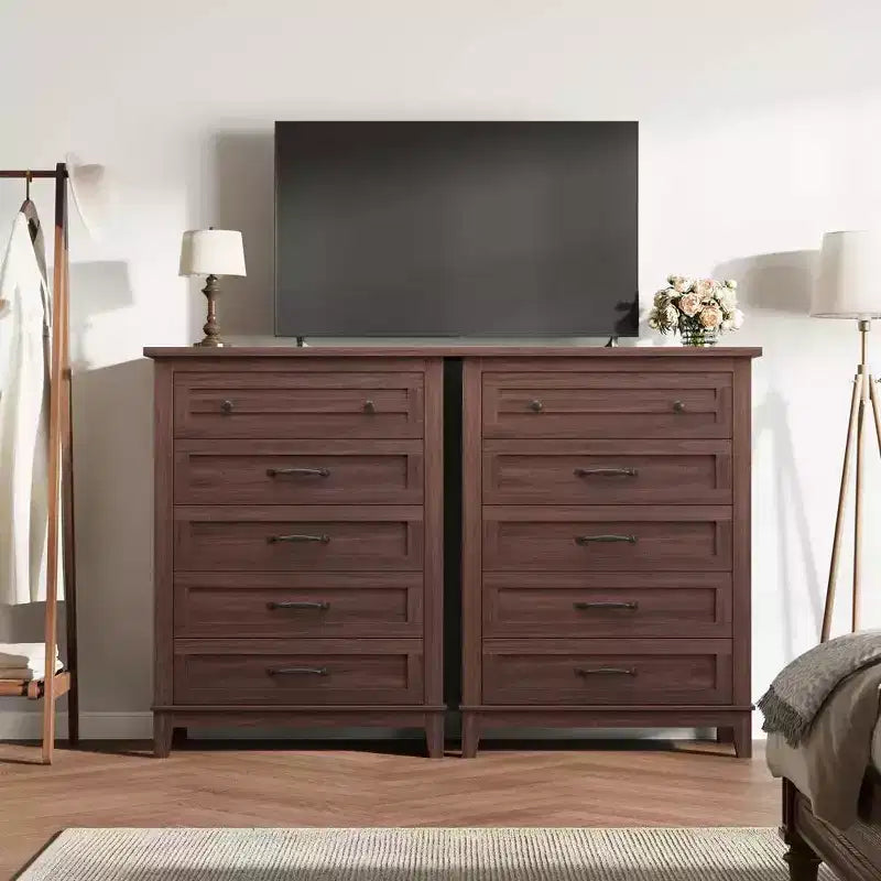 Acekool Commode Haute à 5 Tiroirs, Meuble de Rangement Vertical, Commode Moderne en Bois 41.3, pour Chambre à Coucher, Salon, Entrée