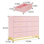 Commode TROPOW pour chambre à coucher avec 8 tiroirs, commode de meuble TV, grande commode en bois pour rangement et organisation (Blanc)
