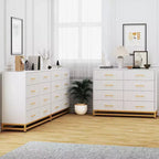Commode TROPOW pour chambre à coucher avec 8 tiroirs, commode de meuble TV, grande commode en bois pour rangement et organisation (Blanc)