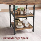 Table à manger ronde de 47 po pour 4 à 6 personnes, table de cuisine moderne en bois avec étagères de rangement et pieds en métal romain, table seule, pour salle à manger