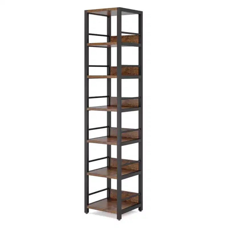 MAYEERTY 74.8H Bibliothèque d'angle à 6 niveaux, étagère de rangement compacte de 13,4 pour la maison