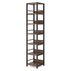 MAYEERTY 74.8H Bibliothèque d'angle à 6 niveaux, étagère de rangement compacte de 13,4 pour la maison