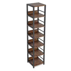 MAYEERTY 74.8H Bibliothèque d'angle à 6 niveaux, étagère de rangement compacte de 13,4 pour la maison