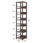 MAYEERTY 74.8H Bibliothèque d'angle à 6 niveaux, étagère de rangement compacte de 13,4 pour la maison