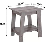 DobleePy Table d'appoint rustique grise 2 pièces, table d'appoint à 2 niveaux avec étagère de rangement pour chambre, salon, entrée, design peu encombrant