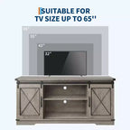 Meuble TV de style rustique pour téléviseurs jusqu'à 65 pouces avec portes coulissantes de grange et étagère réglable, table console de rangement pour médias TV