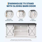 Meuble TV de style rustique pour téléviseurs jusqu'à 65 pouces avec portes coulissantes de grange et étagère réglable, table console de rangement pour médias TV