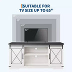 Meuble TV de style rustique pour téléviseurs jusqu'à 65 pouces avec portes coulissantes de grange et étagère réglable, table console de rangement pour médias TV