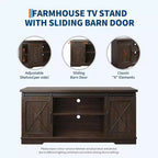 Meuble TV de style rustique pour téléviseurs jusqu'à 65 pouces avec portes coulissantes de grange et étagère réglable, table console de rangement pour médias TV