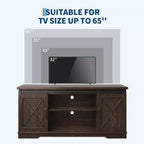 Meuble TV de style rustique pour téléviseurs jusqu'à 65 pouces avec portes coulissantes de grange et étagère réglable, table console de rangement pour médias TV
