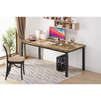 79 grande table à manger rectangulaire pour 6-8 personnes, table de cuisine industrielle en bois avec pieds en métal