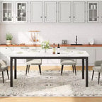 79 grande table à manger rectangulaire pour 6-8 personnes, table de cuisine industrielle en bois avec pieds en métal
