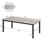 79 grande table à manger rectangulaire pour 6-8 personnes, table de cuisine industrielle en bois avec pieds en métal