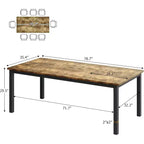 79 grande table à manger rectangulaire pour 6-8 personnes, table de cuisine industrielle en bois avec pieds en métal
