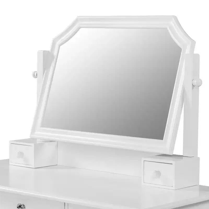 Coiffeuse ModernLuxe avec grand miroir réglable, tabouret et tiroirs, table de maquillage blanche, table d'écriture d'ordinateur multifonctionnelle