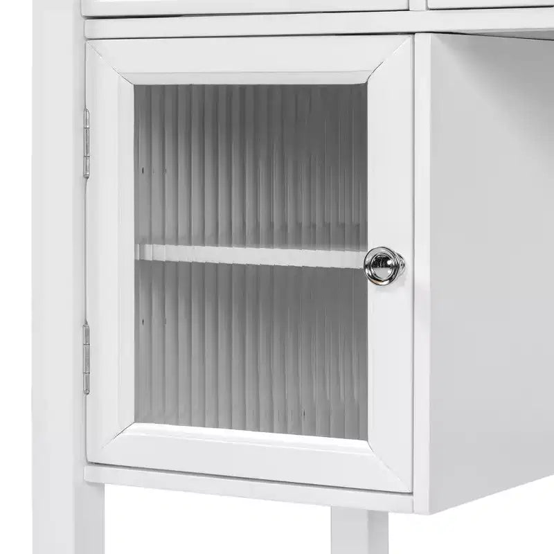 Coiffeuse ModernLuxe avec grand miroir réglable, tabouret et tiroirs, table de maquillage blanche, table d'écriture d'ordinateur multifonctionnelle