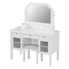 Coiffeuse ModernLuxe avec grand miroir réglable, tabouret et tiroirs, table de maquillage blanche, table d'écriture d'ordinateur multifonctionnelle