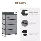 Commode Okak pour chambre à coucher avec 9 tiroirs, commode de rangement avec bacs en tissu faciles à tirer, cadre en acier avec plateau en bois pour placard, buanderie, entrée