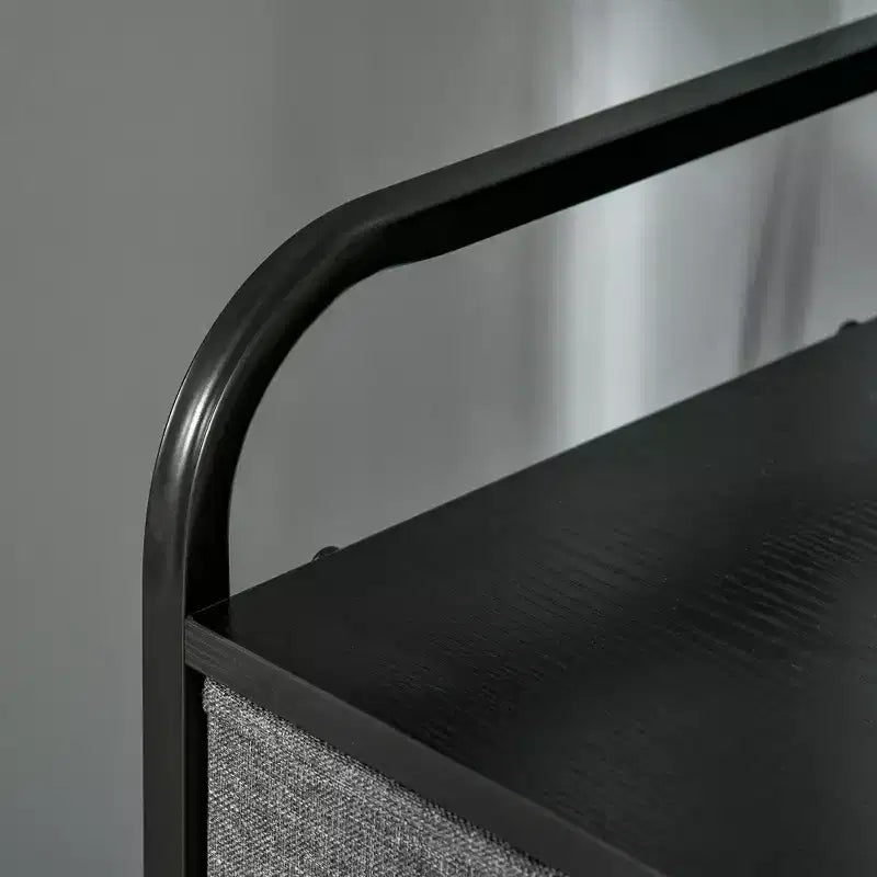 Commode Okak pour chambre à coucher avec 9 tiroirs, commode de rangement avec bacs en tissu faciles à tirer, cadre en acier avec plateau en bois pour placard, buanderie, entrée