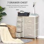 Commode Okak pour chambre à coucher avec 9 tiroirs, commode de rangement avec bacs en tissu faciles à tirer, cadre en acier avec plateau en bois pour placard, buanderie, entrée