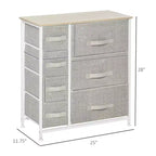 Commode Okak pour chambre à coucher avec 9 tiroirs, commode de rangement avec bacs en tissu faciles à tirer, cadre en acier avec plateau en bois pour placard, buanderie, entrée