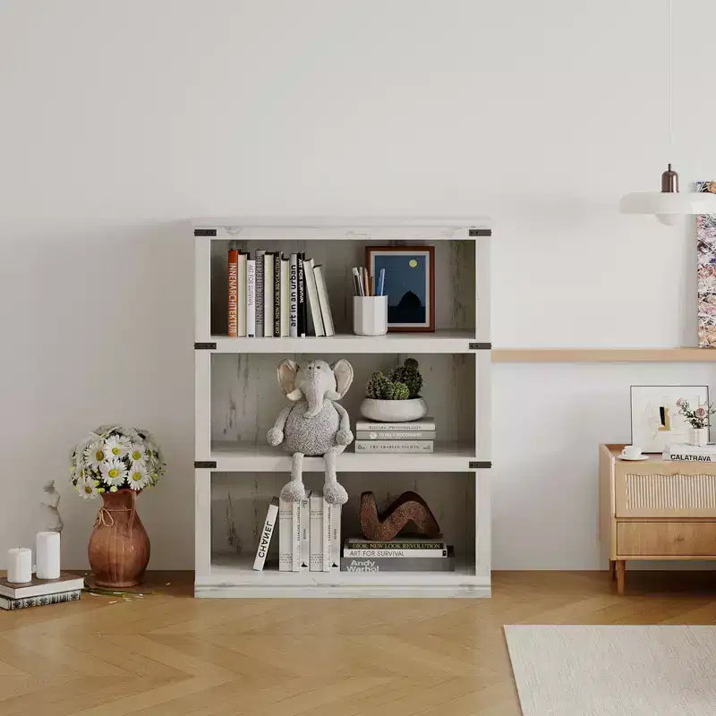 Bibliothèque à 3 niveaux GustoWave, étagère à livres autoportante en bois, organisateur de rangement, étagère de présentation, unité d'étagères pour l'affichage