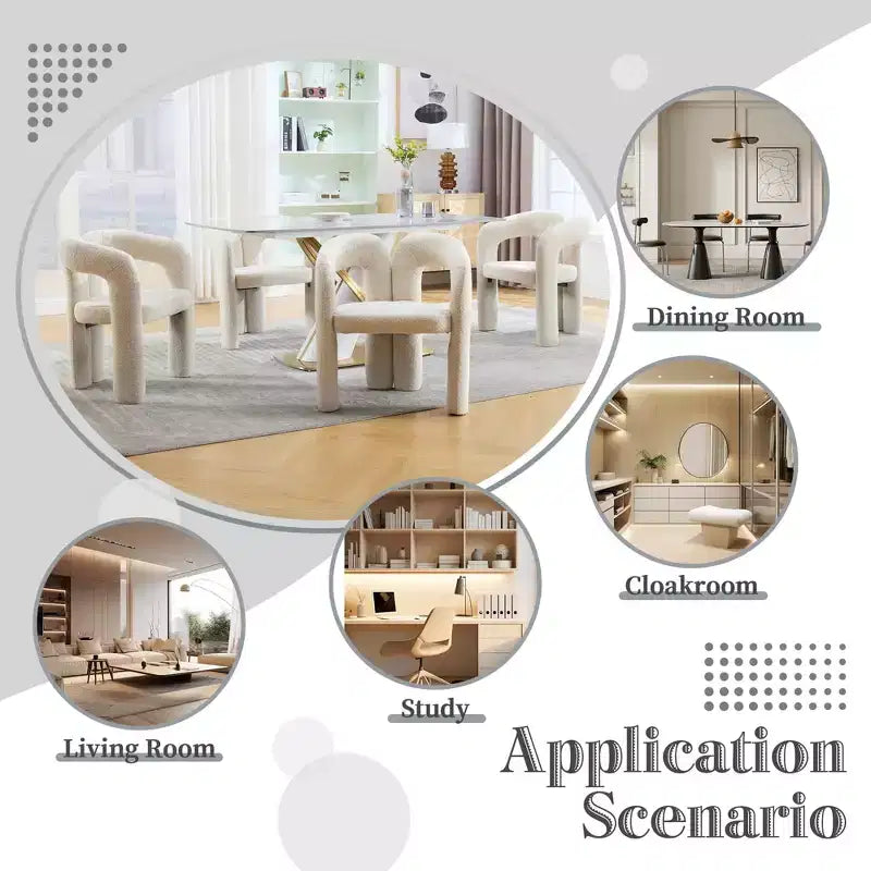 MAYEERTY Fauteuil d'appoint moderne en chenille douce - Dossier ouvert, 3 pieds cylindriques - Confortable, ensemble de 2 chaises de salle à manger (Beige)