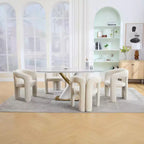 MAYEERTY Fauteuil d'appoint moderne en chenille douce - Dossier ouvert, 3 pieds cylindriques - Confortable, ensemble de 2 chaises de salle à manger (Beige)