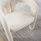 MAYEERTY Fauteuil d'appoint moderne en chenille douce - Dossier ouvert, 3 pieds cylindriques - Confortable, ensemble de 2 chaises de salle à manger (Beige)