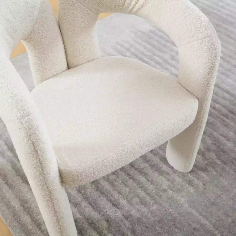 MAYEERTY Fauteuil d'appoint moderne en chenille douce - Dossier ouvert, 3 pieds cylindriques - Confortable, ensemble de 2 chaises de salle à manger (Beige)