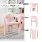 MAYEERTY Fauteuil d'appoint moderne en chenille douce - Dossier ouvert, 3 pieds cylindriques - Confortable, ensemble de 2 chaises de salle à manger (Beige)
