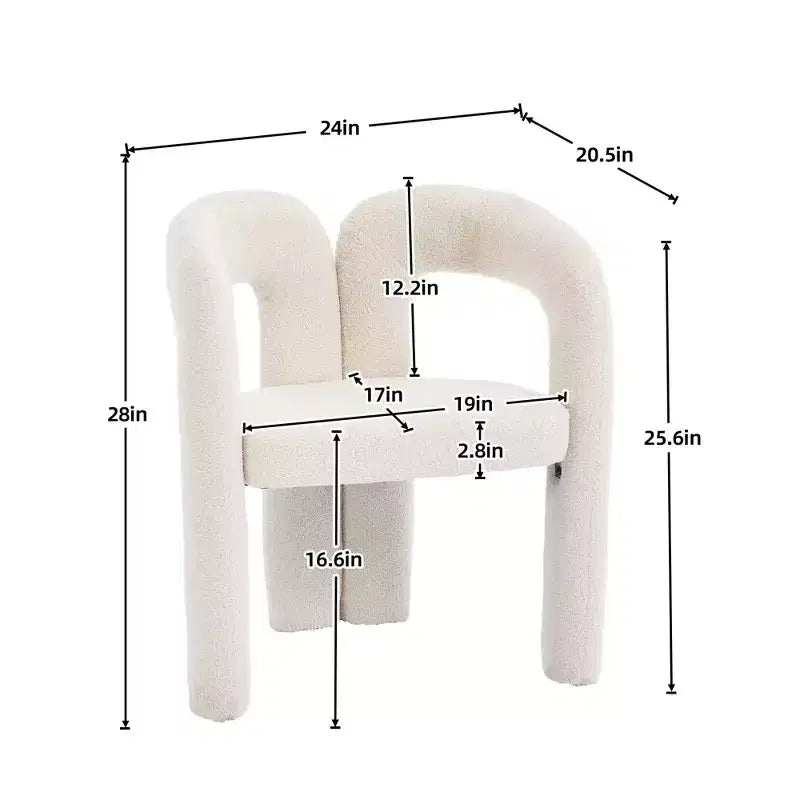 MAYEERTY Fauteuil d'appoint moderne en chenille douce - Dossier ouvert, 3 pieds cylindriques - Confortable, ensemble de 2 chaises de salle à manger (Beige)