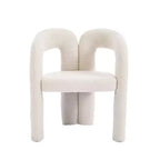MAYEERTY Fauteuil d'appoint moderne en chenille douce - Dossier ouvert, 3 pieds cylindriques - Confortable, ensemble de 2 chaises de salle à manger (Beige)