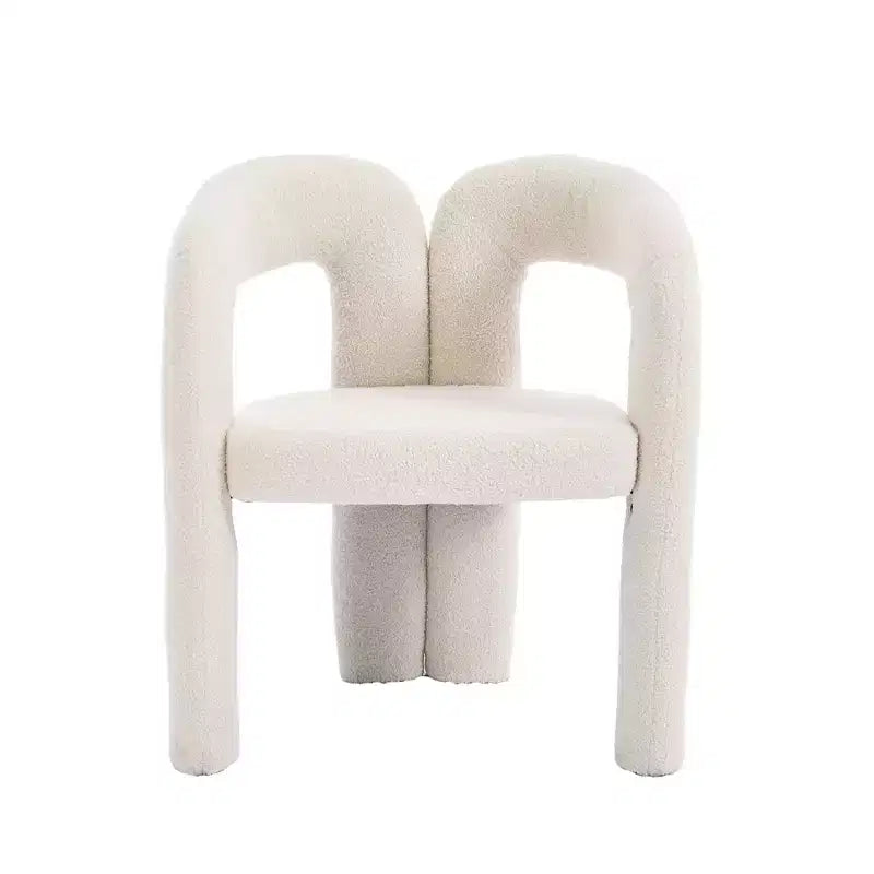 MAYEERTY Fauteuil d'appoint moderne en chenille douce - Dossier ouvert, 3 pieds cylindriques - Confortable, ensemble de 2 chaises de salle à manger (Beige)