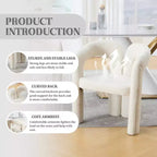 MAYEERTY Fauteuil d'appoint moderne en chenille douce - Dossier ouvert, 3 pieds cylindriques - Confortable, ensemble de 2 chaises de salle à manger (Beige)