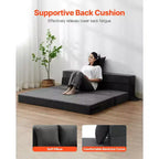 Canapé-lit pliant VEVOR, canapé-lit pliant 3-en-1 avec 2 oreillers et housse lavable, lit de repos en mousse à mémoire de forme haute densité 25D, gris foncé (grand lit)