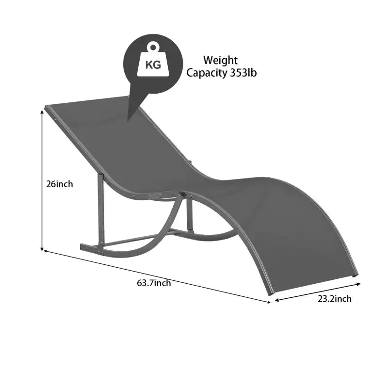 Lot de 2 chaises longues en aluminium - Bains de soleil ergonomiques en forme de S pour l'extérieur, transats de piscine résistants à la rouille (gris foncé)