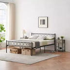 1-Piece Modern Metal Bed Frame - 13.7 Underbed Storage, Headboard & Footboard with Metal Slats, No Box Spring Needed