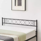 Cadre de Lit Moderne en Métal 1 Pièce - Rangement sous le Lit de 34,8 cm, Tête et Pied de Lit avec Lattes Métalliques, Aucun Sommier Tapissier Requis