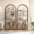 GustoWave Bibliothèque avec porte, étagère de rangement de 181,6 cm de haut, étagère de présentation moderne à 4 niveaux pour chambre à coucher et salon
