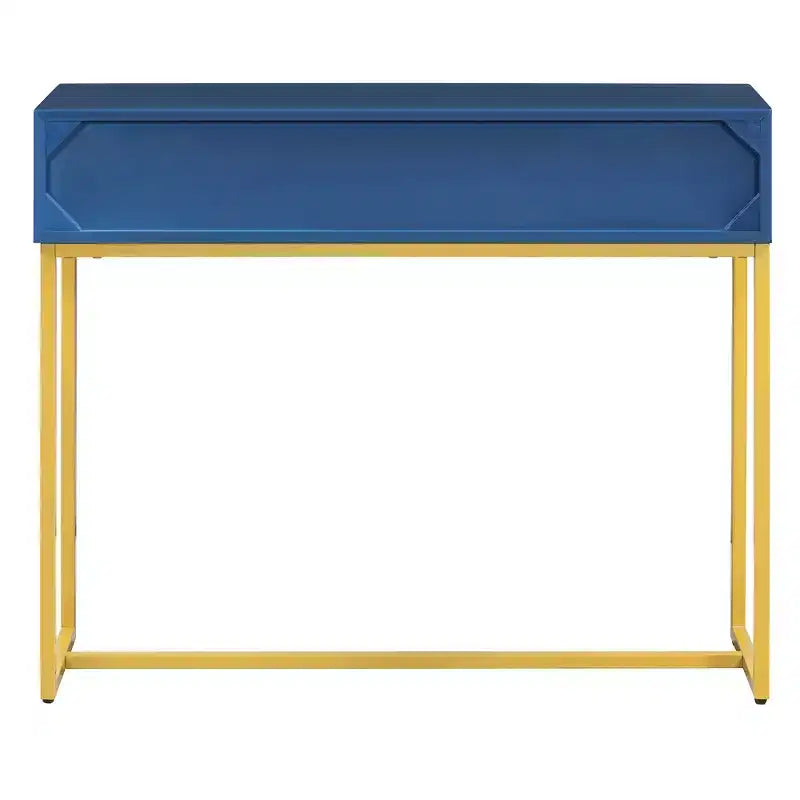 MAYEERTY Console étroite moderne avec rangement 2 tiroirs motif rayé pour salon couloir, bleu marine