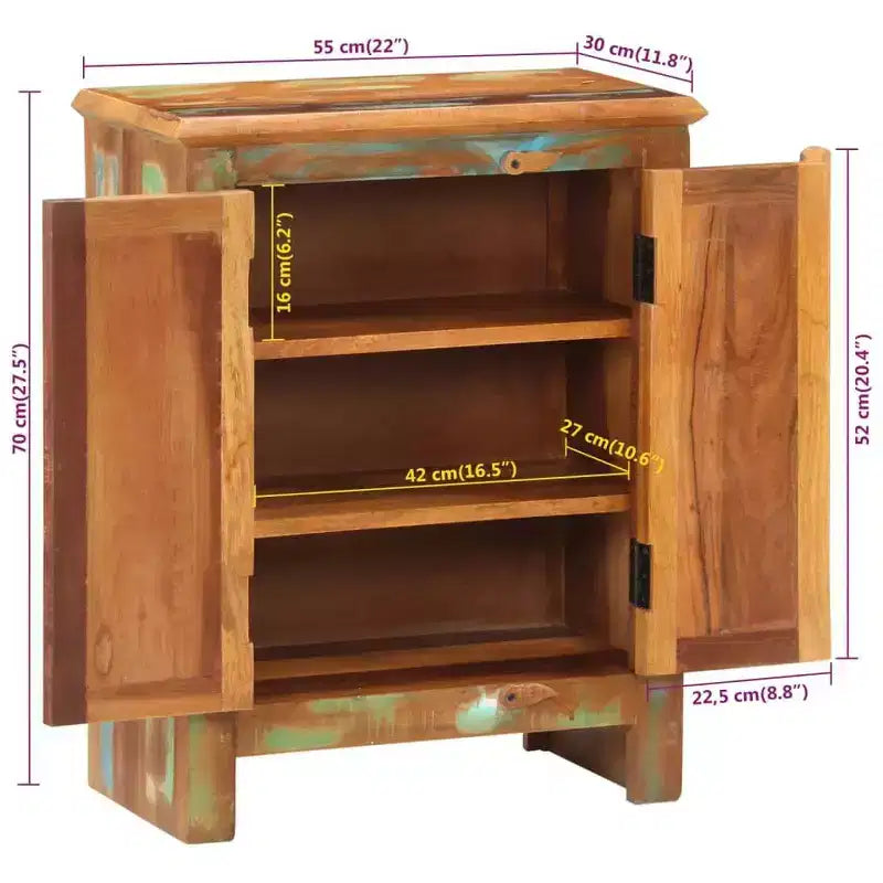 vidaXL Buffet avec 2 portes 55x30x70 cm Bois de récupération massif