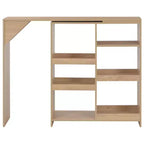 vidaXL Bar Table Kitchen Dining Pub Table Bistro Table with Moveable Shelf - Oak