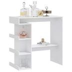 vidaXL Table de Bar Moderne Chic avec Étagère de Rangement - Table de Bistrot Compacte 100x50x102 cm en Bois d'Ingénierie pour Cuisine, Salle à Manger - Blanc