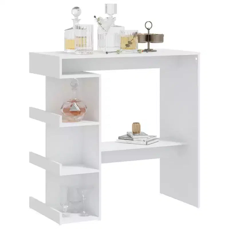 vidaXL Table de Bar Moderne Chic avec Étagère de Rangement - Table de Bistrot Compacte 100x50x102 cm en Bois d'Ingénierie pour Cuisine, Salle à Manger - Blanc