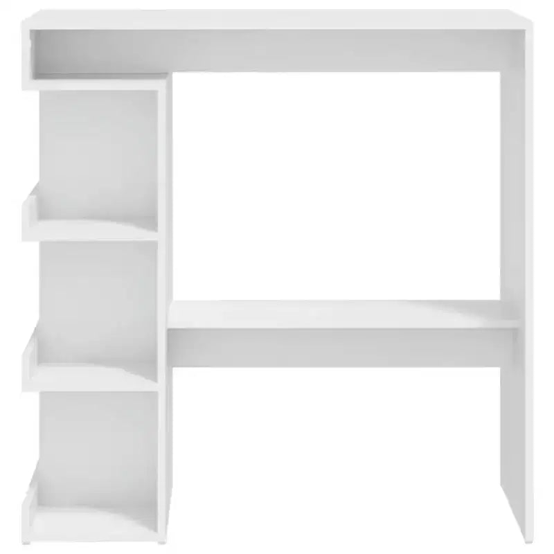 vidaXL Table de Bar Moderne Chic avec Étagère de Rangement - Table de Bistrot Compacte 100x50x102 cm en Bois d'Ingénierie pour Cuisine, Salle à Manger - Blanc